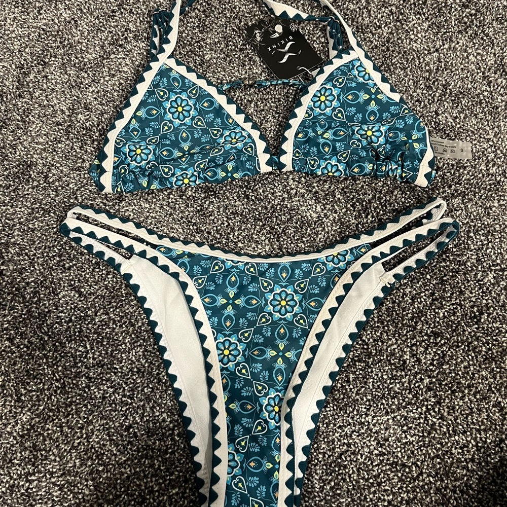 Blue Floral Bikini Set